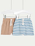Lot de 2&nbsp;shorts en coton à rayures (jusqu’au 3&nbsp;ans)