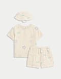 3pc Print Shorts with Hat Outfit (0-3 Yrs)