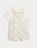 2pc Cotton Rich Palm Print Bibshort (0-3 Yrs)
