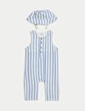 2pc Pure Cotton Blue Striped Romper Outfit (0-3 Yrs)