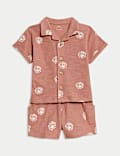 Conjunto de 2 piezas 100 % algodón de pantalones cortos y camisa (0-6 años)