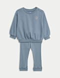 2pc Cotton Rich Blue Sweatshirt Outfit (0-3 Yrs)