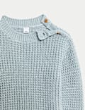 Pullover aus reiner Baumwolle mit offenem Maschengewebe (0–3 J.)