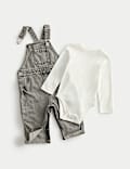 2pc Pure Cotton Denim Washed Dungarees (0-3 Yrs)