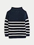 Pure Cotton Striped Quarter Zip Jumper (0-3 Yrs)