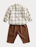 3pc Cotton Rich Checked Top & Bottom Outfit (0-3 Yrs)
