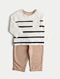 Conjunto de 3 piezas de camiseta y chaqueta-camisa 100 % algodón (0-3 años)