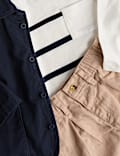 Conjunto de 3 piezas de camiseta y chaqueta-camisa 100 % algodón (0-3 años)