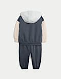 2pc Cotton Rich Colour Block Hooded Sweat Outfit (0-6 Yrs)