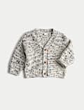 Pure Cotton Ribbed Knitted Cardigan (0-6 Yrs)