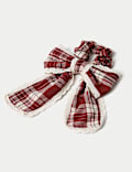 Checked Lace Trim Bow Scrunchie