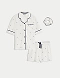 Printed Cotton Blend Pyjamas With Scrunchie (3-16 Yrs)