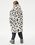 Leopard Print Borg Oversized Hoodie (3-16 Yrs)