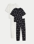 Lot de 2&nbsp;pyjamas pur coton à motif cœurs et étoiles (du 12&nbsp;mois au 16&nbsp;ans)