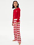Pijama de cuadros de tejido de canalé de algodón (6-16&nbsp;años)