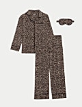 Satin Leopard Pyjamas and Eye Mask (3-16 Yrs)
