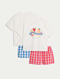 Lot de 2 pyjashorts 100 % coton à carreaux Vichy (du 3 au 16 ans)