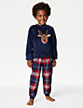 Pijama de velvetón con diseño de reno (1-8&nbsp;años)