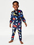 Velours pyjama met dinosaurusmotief (1-8 jaar)