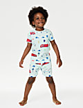 Pure Cotton Transport Glow In The Dark Pyjamas (1-8 Yrs)