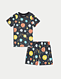 Pure Cotton Glow In The Dark Space Pyjamas (1-8 Yrs)