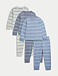 3pk Pure Cotton Striped Pyjama Sets (1-8 Yrs)