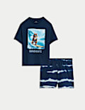 Pyjama 100&nbsp;% coton à motif chat surf (du 1&nbsp;au 16&nbsp;ans)