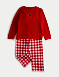 Pyjama à motif voiture de Noël et carreaux Vichy (du 1 au 8 ans)