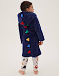 Ochtendjas van fleece met dinosaurusmotief (1-7 jaar)