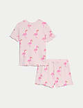 Pyjama en coton côtelé à motif flamant rose (du 1 au 8&nbsp;ans)