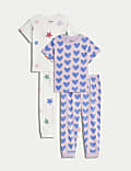 2pk Pure Cotton Heart and Star Pyjamas (1-8 Yrs)