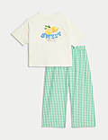 Pijama 100% algodón con texto de frutas (1-16 años)