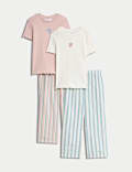 Pack de 2 pijamas de algodón a rayas acanalados (1-16&nbsp;años)