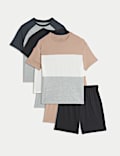 3 pyjamas 100 % coton à motif color block (du 3 au 16 ans)