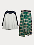 2pk Cotton Blend Checked Pyjama Sets (6-16 Yrs)