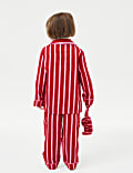 Set Piyama Natal Keluarga Motif Garis Permen untuk Anak-Anak (1-16 Tahun)