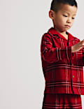 Pyjama de No&euml;l familial 100 % coton &agrave; carreaux (du 1 au 16 ans)