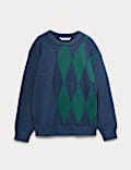 Cotton Blend Patterned Jumper