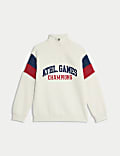 Sweat en coton à col zippé et motif de style graphique (du 6 au 16 ans)