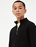 Sweat en coton à col zippé du 6 au 16&nbsp;ans)
