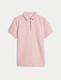 Polo à col zippé 100 % coton à motif texturé (du 2 au 16 ans)