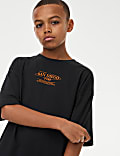 Pure Cotton Slogan T-Shirt (6-16 Yrs)
