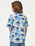 2pc Pure Cotton Palm Print Shirt & T-Shirt Set (6-16 Yrs)