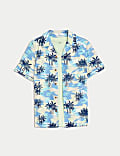 2pc Pure Cotton Palm Print Shirt & T-Shirt Set (6-16 Yrs)