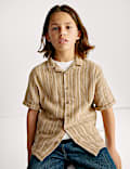 Pure Cotton Textured Striped Shirt (6-16 Yrs)