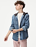 Denim Hooded Shacket (6-16 Yrs)