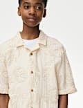 T-Shirt aus reiner Baumwolle mit Palmen-Motiv und Strukturmuster (2–16 J.)