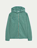Cotton Blend Hooded Zip Shacket (6-16 Yrs)