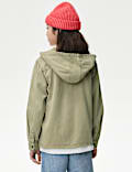 Cotton Blend Hooded Zip Shacket (6-16 Yrs)
