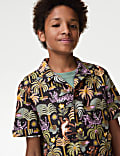 2pc Pure Cotton Printed Shirt & T-Shirt Set (6-16 Yrs)